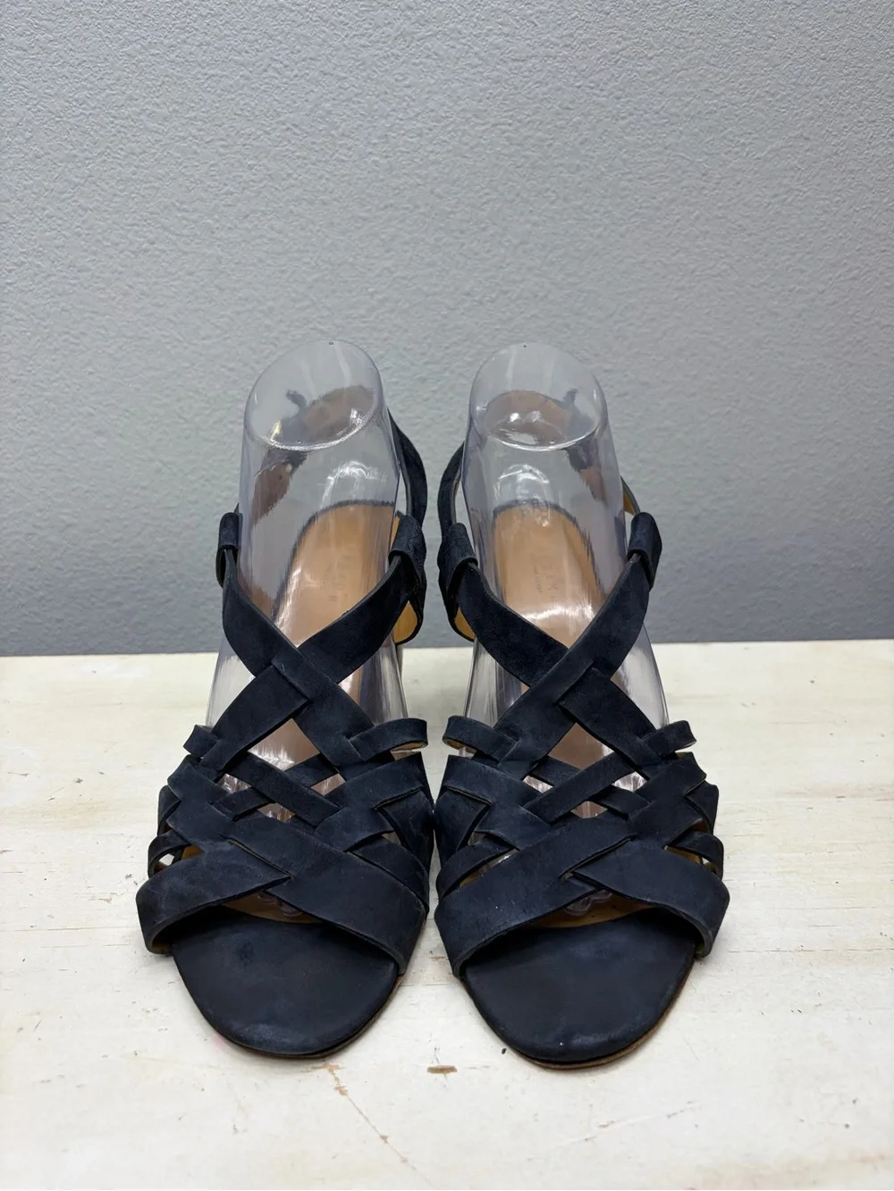 Sezane Blue Nubuck Slingback Heeled Sandals Size 40